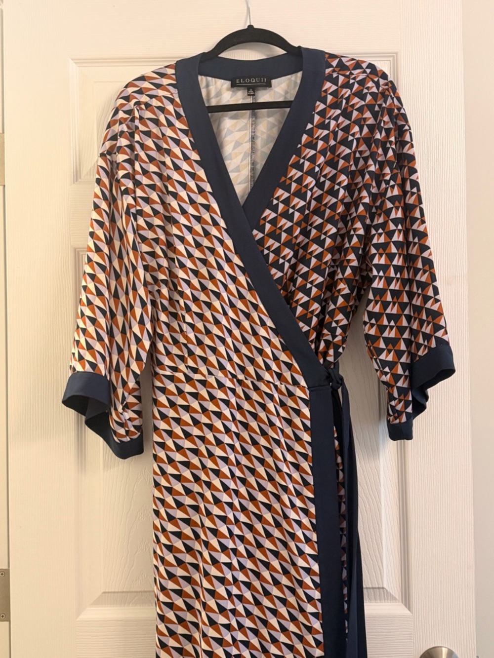Eloquii Navy Dress with Geometric Print Lining